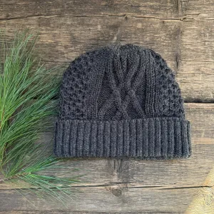 Aran Cable Watch Cap, Charcoal