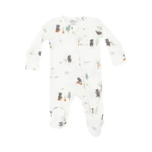 Bear And Bunny Adventures - 2 Way Zipper Baby Footie: White