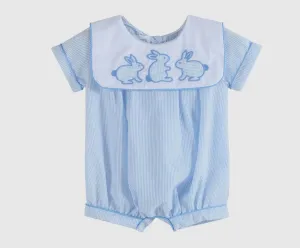 Blue Stripe Bunny Romper