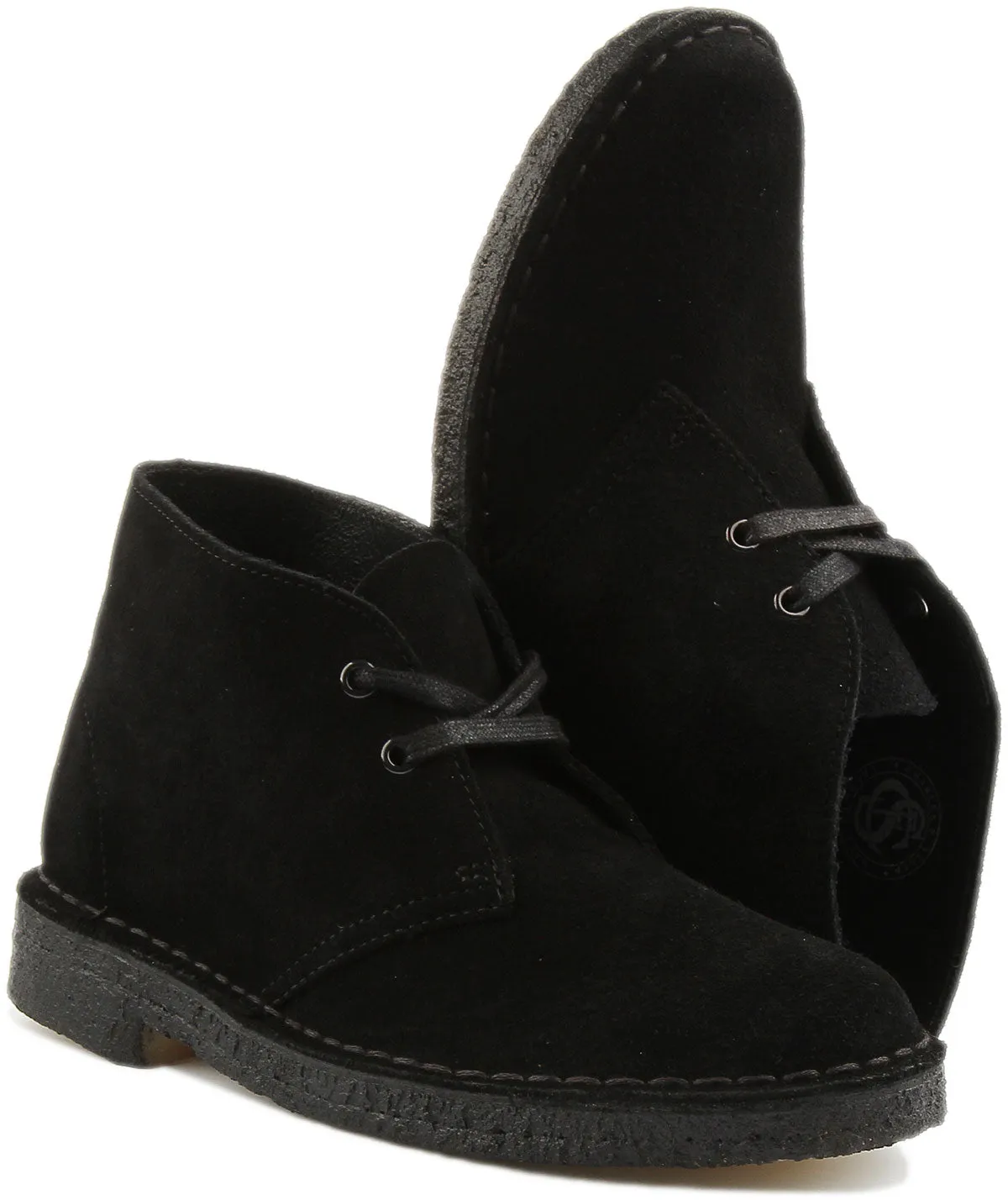 Clarks Originals Desert Boot In Black Sued For Women