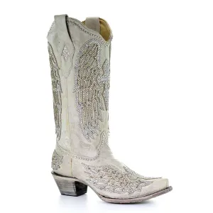 Corral Womens Fashion Boots Leather Angela White Wedding Wings