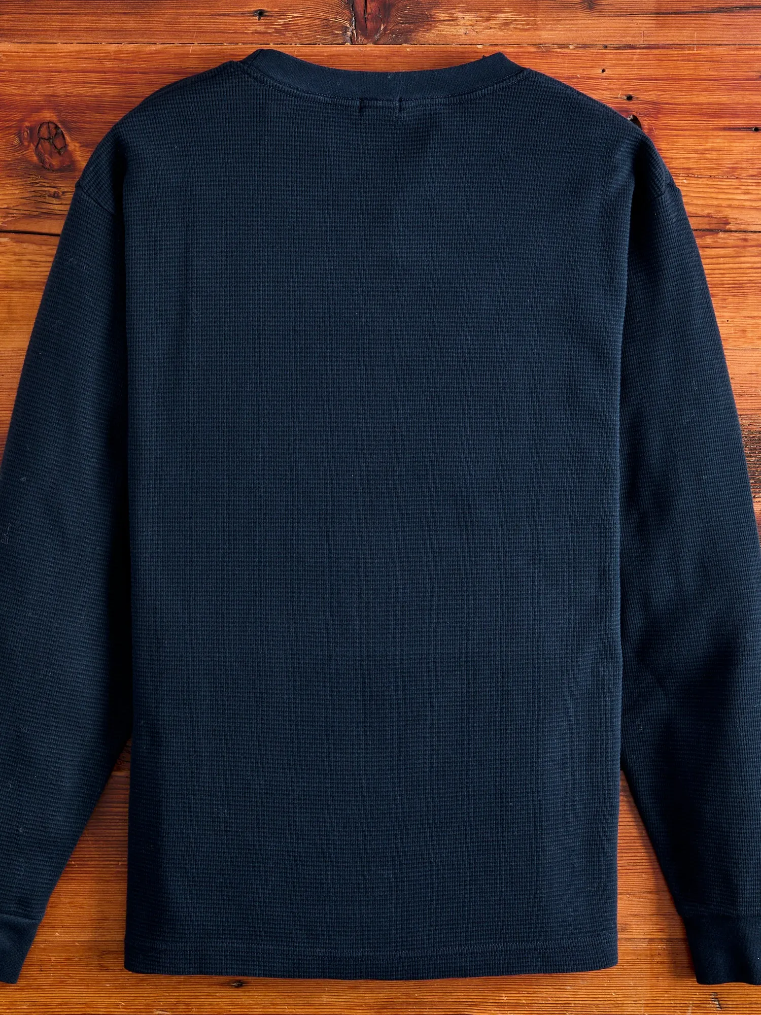 Cotton Longsleeve Thermal Knit in Dark Navy