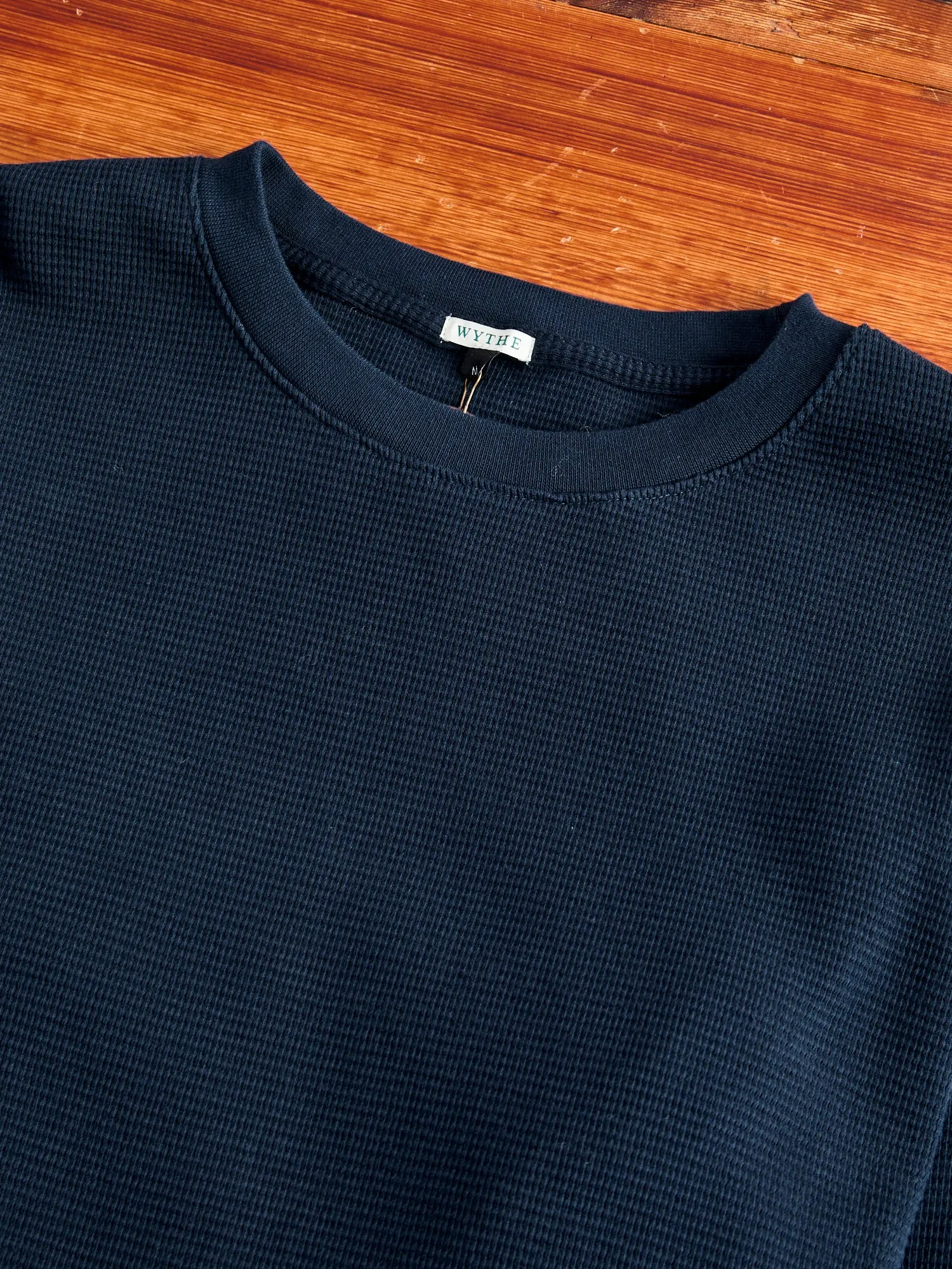 Cotton Longsleeve Thermal Knit in Dark Navy