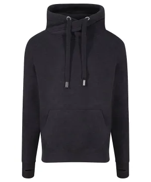 Cross neck hoodie | Black Smoke