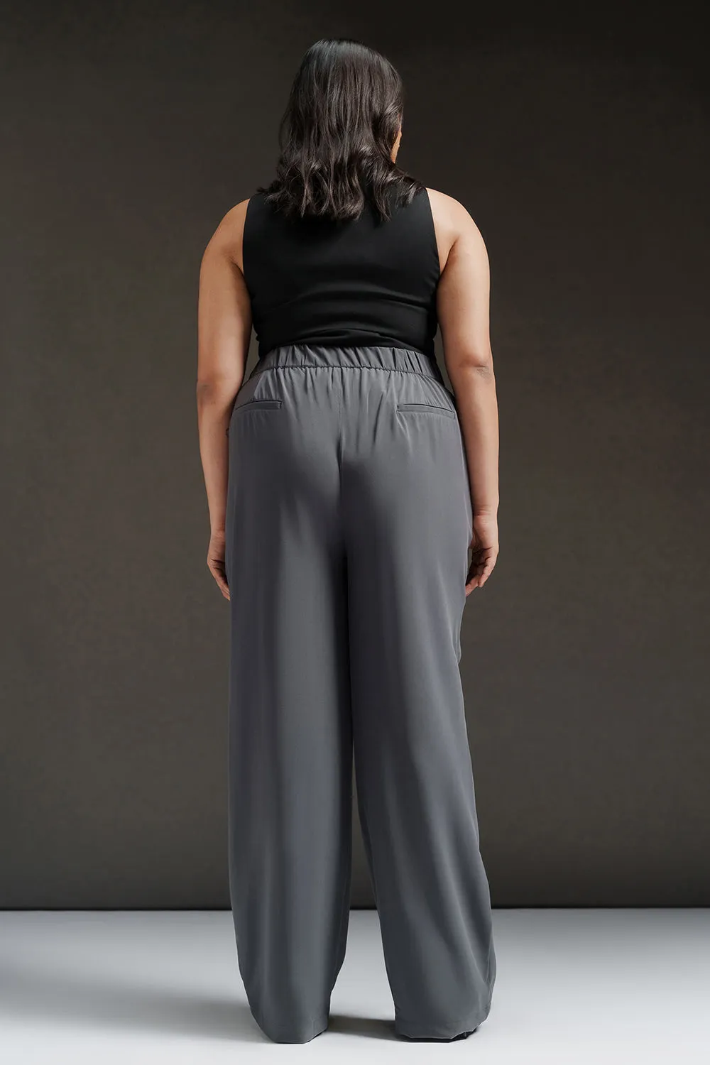 Deep Dusk Curve Pleated Straight Fit Korean Pants