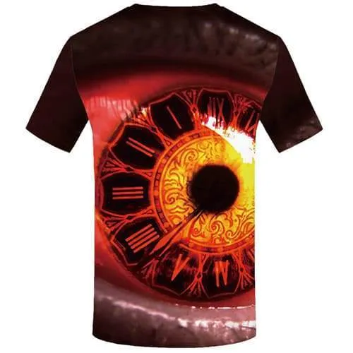 Eye T-shirt Men Mechanical T-shirts 3d Clock Tshirt Printed Gothic Tshirts Novelty Rock T-shirts Graphic Short Sleeve T shirts