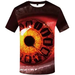 Eye T-shirt Men Mechanical T-shirts 3d Clock Tshirt Printed Gothic Tshirts Novelty Rock T-shirts Graphic Short Sleeve T shirts