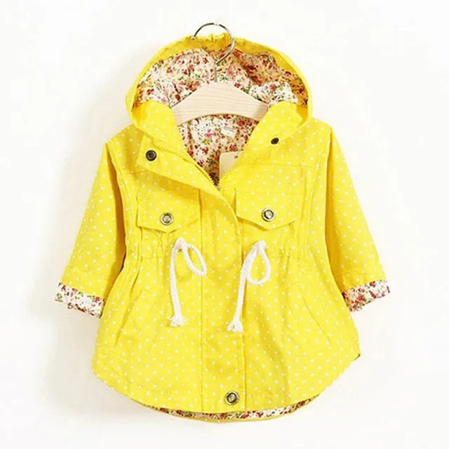 Flower Embroidery Hooded Outwear Kids Girls