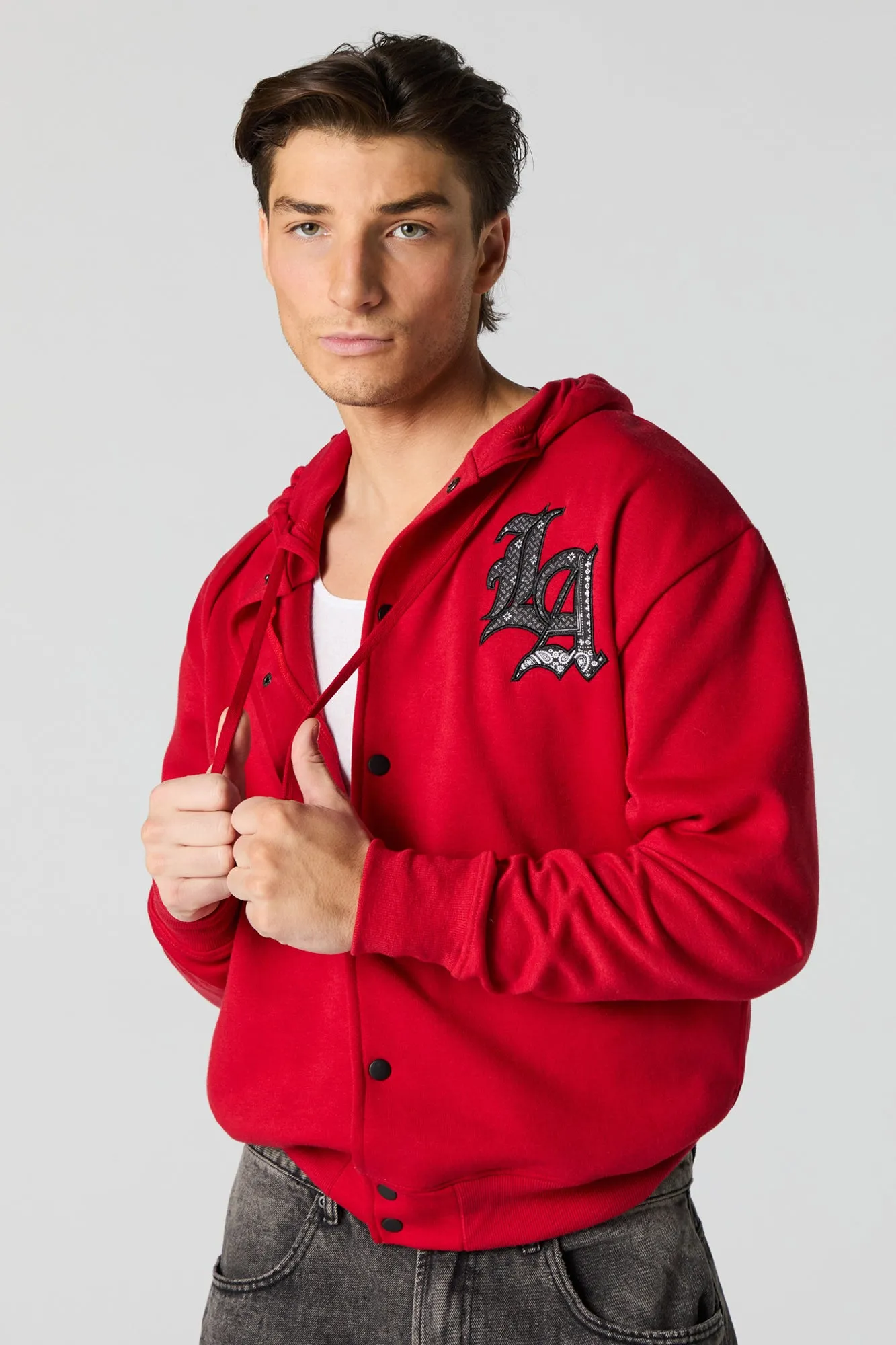 Gothic Embroidered Graphic Fleece Jacket