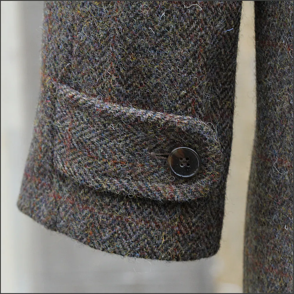 Harris Tweed Brown Herringbone Raglan Overcoat--