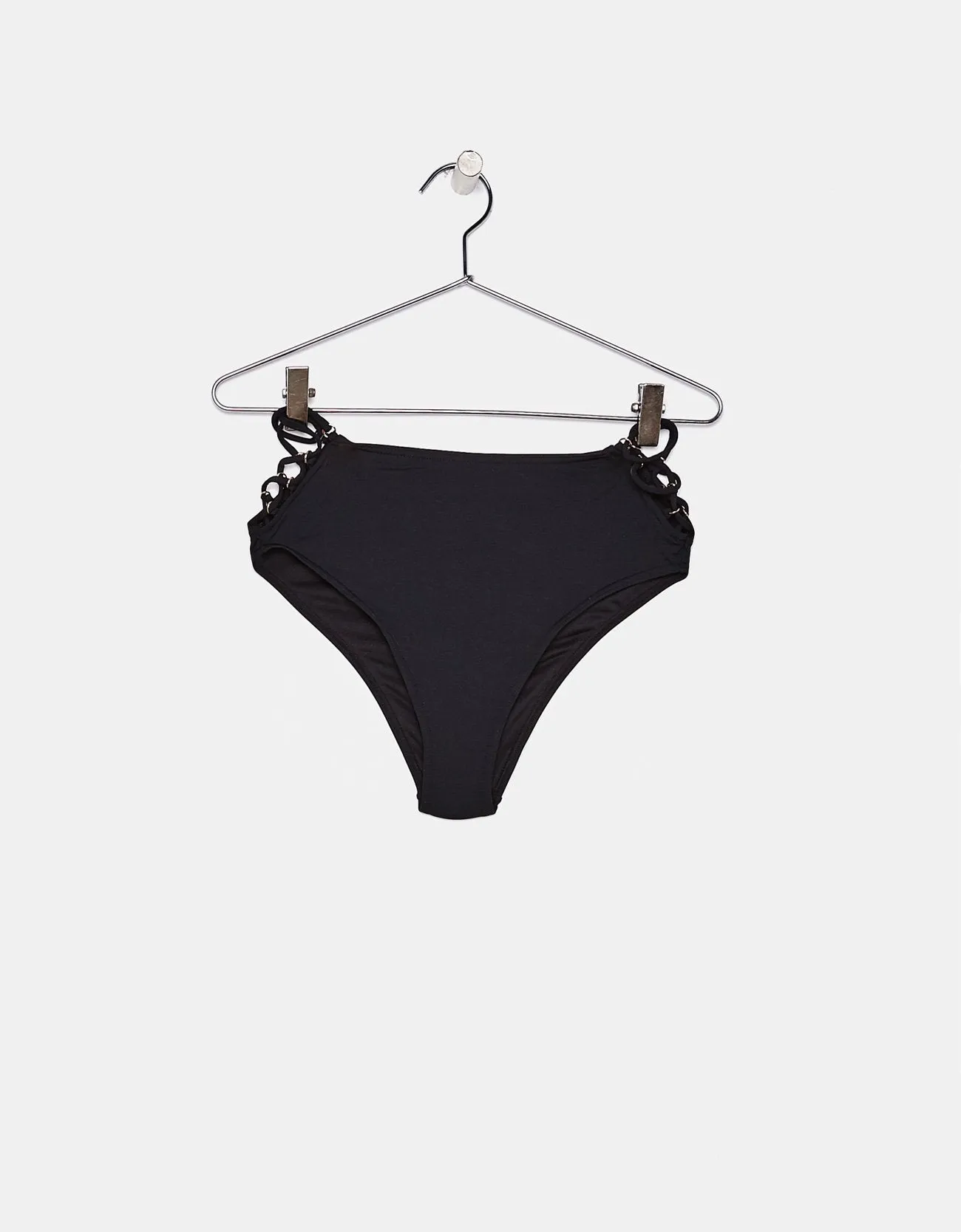 High-rise bikini bottoms with eyelets