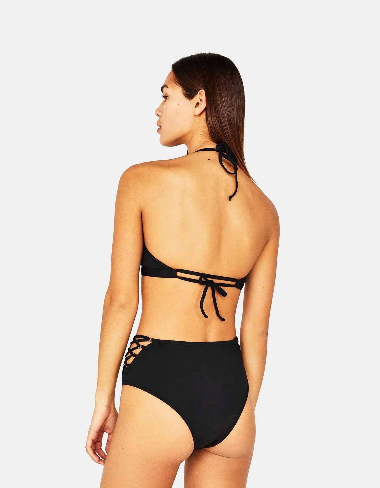 High-rise bikini bottoms with eyelets