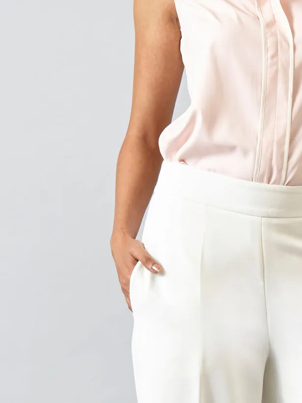 High Waist Wide Leg Trousers - Off White