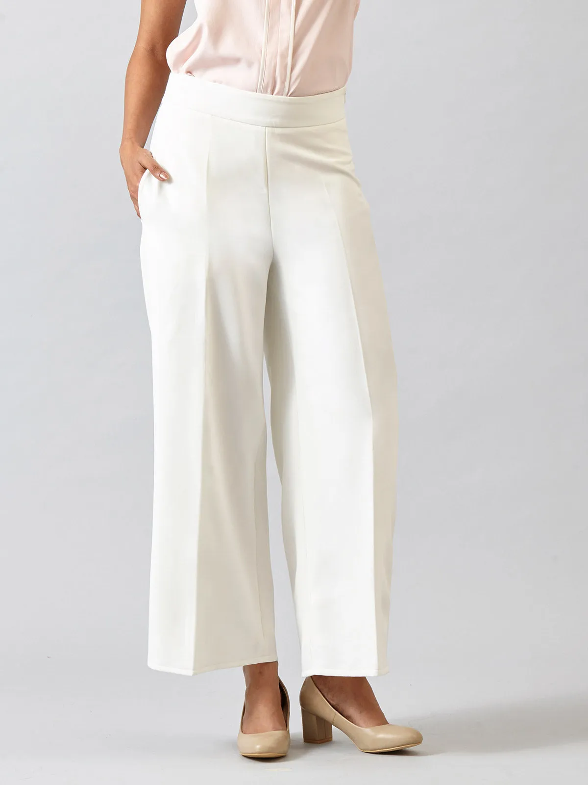 High Waist Wide Leg Trousers - Off White