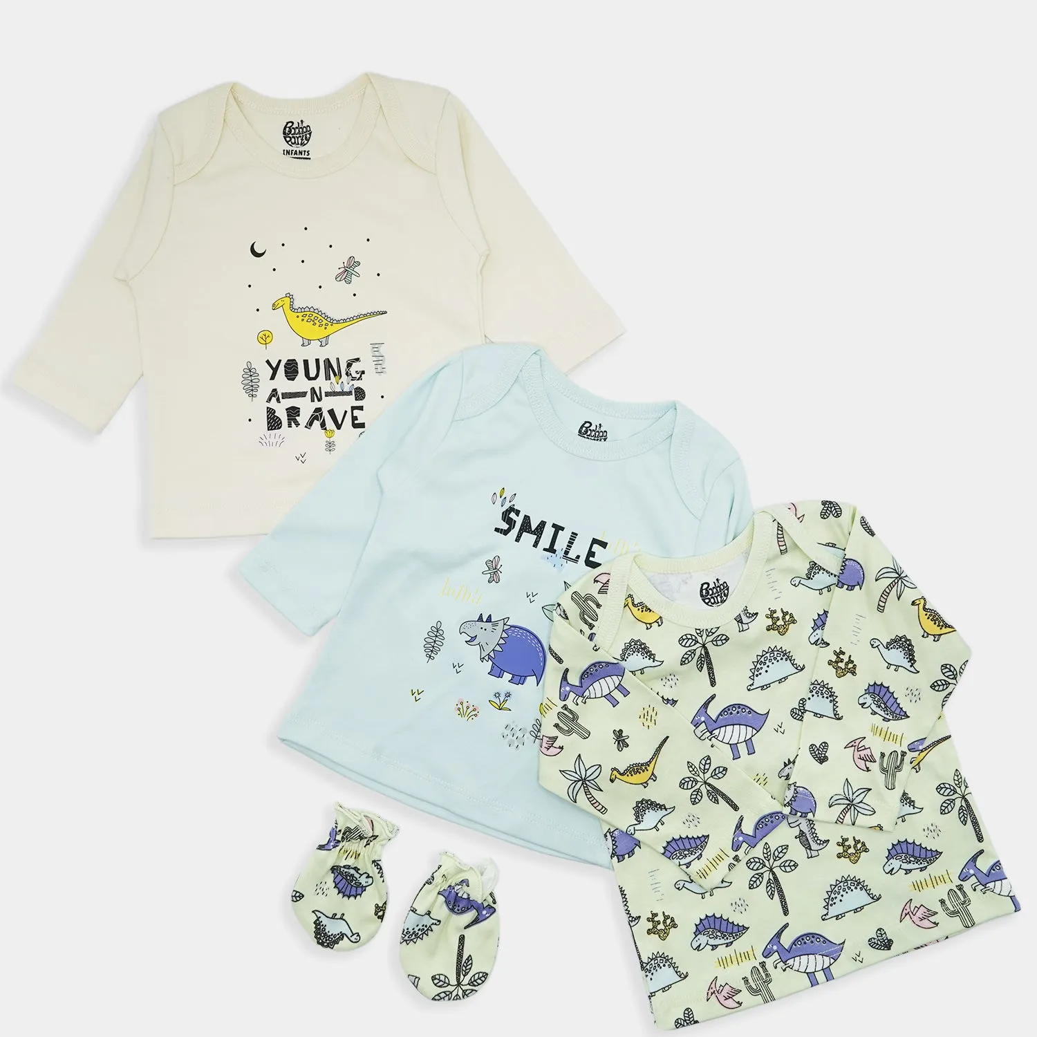 Infant Boys Cotton T-Shirts 3Pc Dino-Mix.