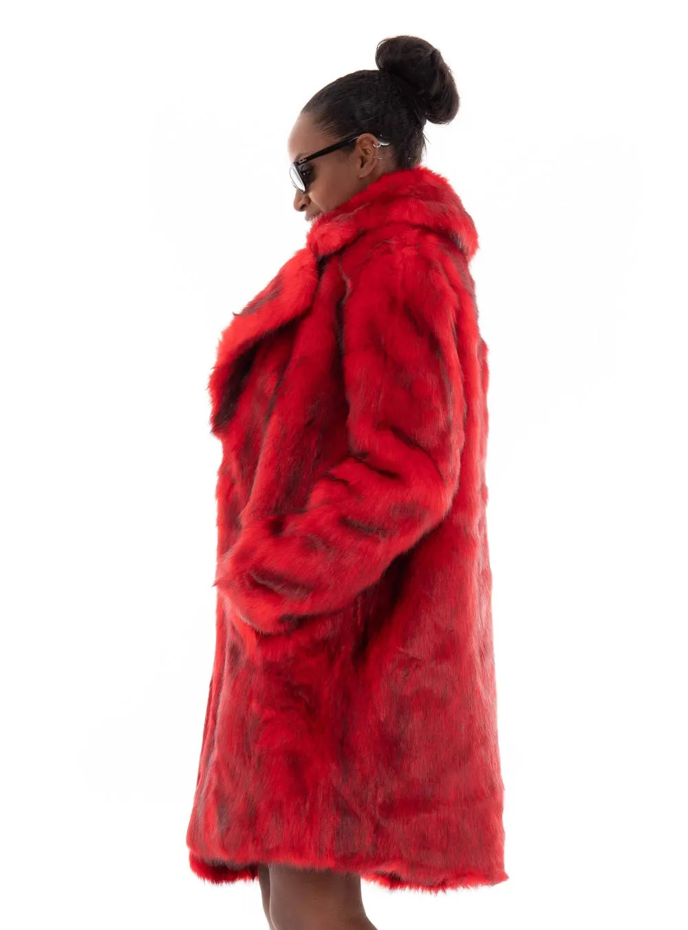 Jakke Heather Fox Fur Coat in Red