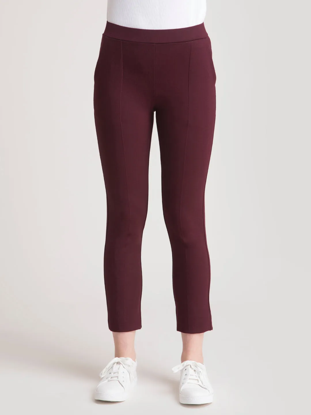 LivIn Straight Fit Cropped Pants - Maroon