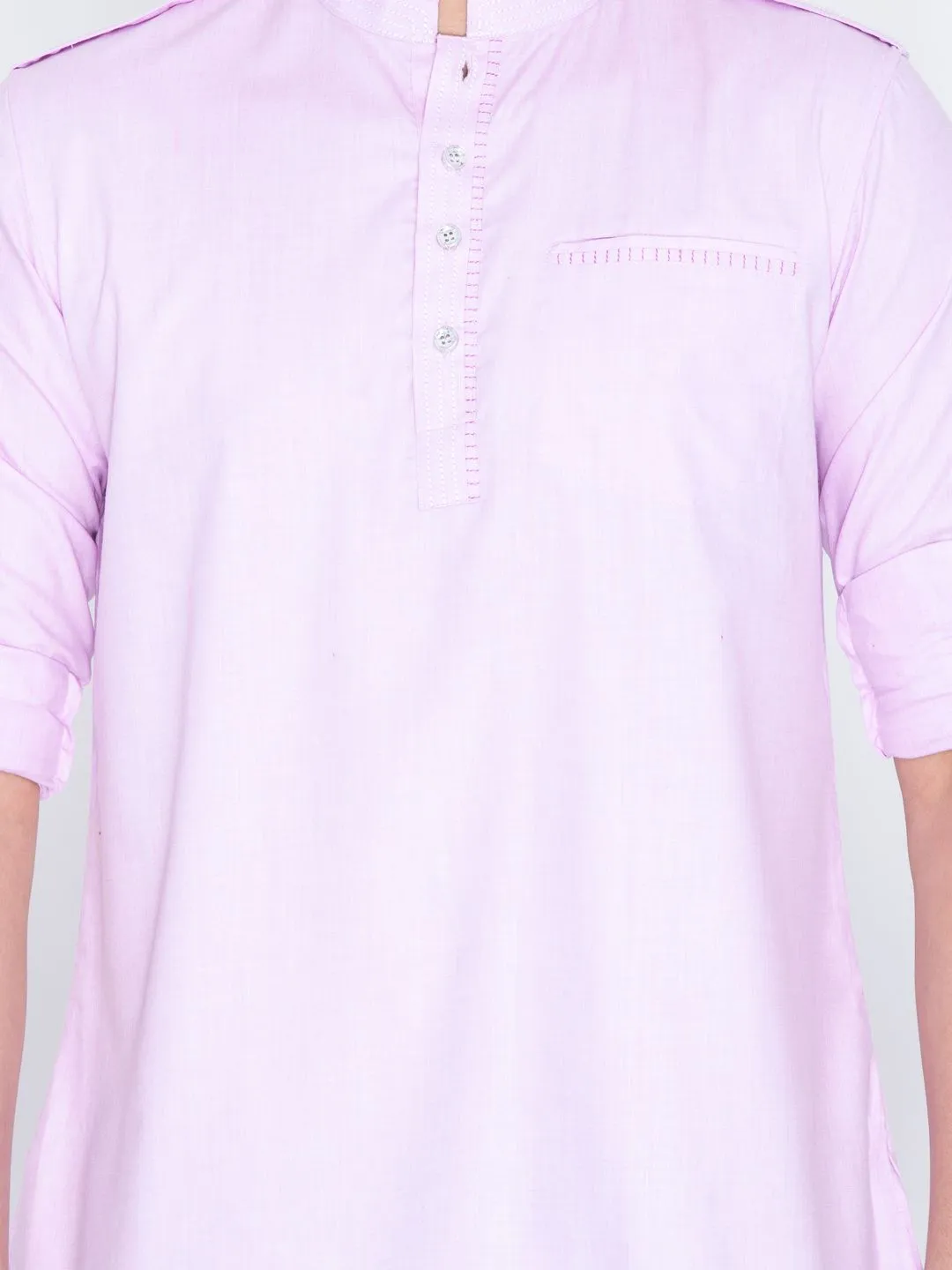 Men's Pink Cotton Short Kurta