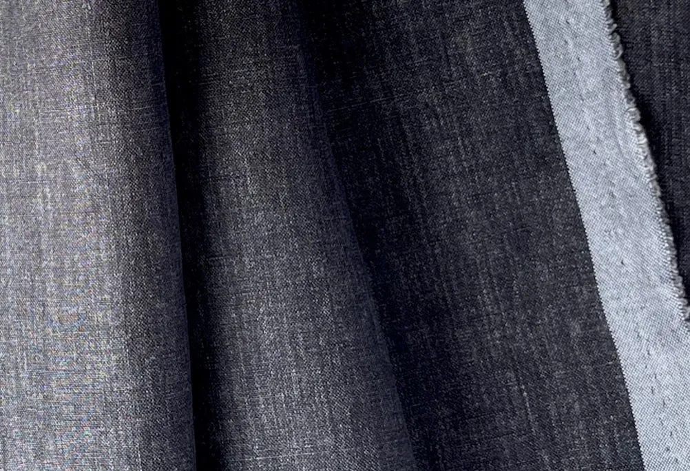 Mid-Weight Soft Black Linen Denim (Made in Italy)