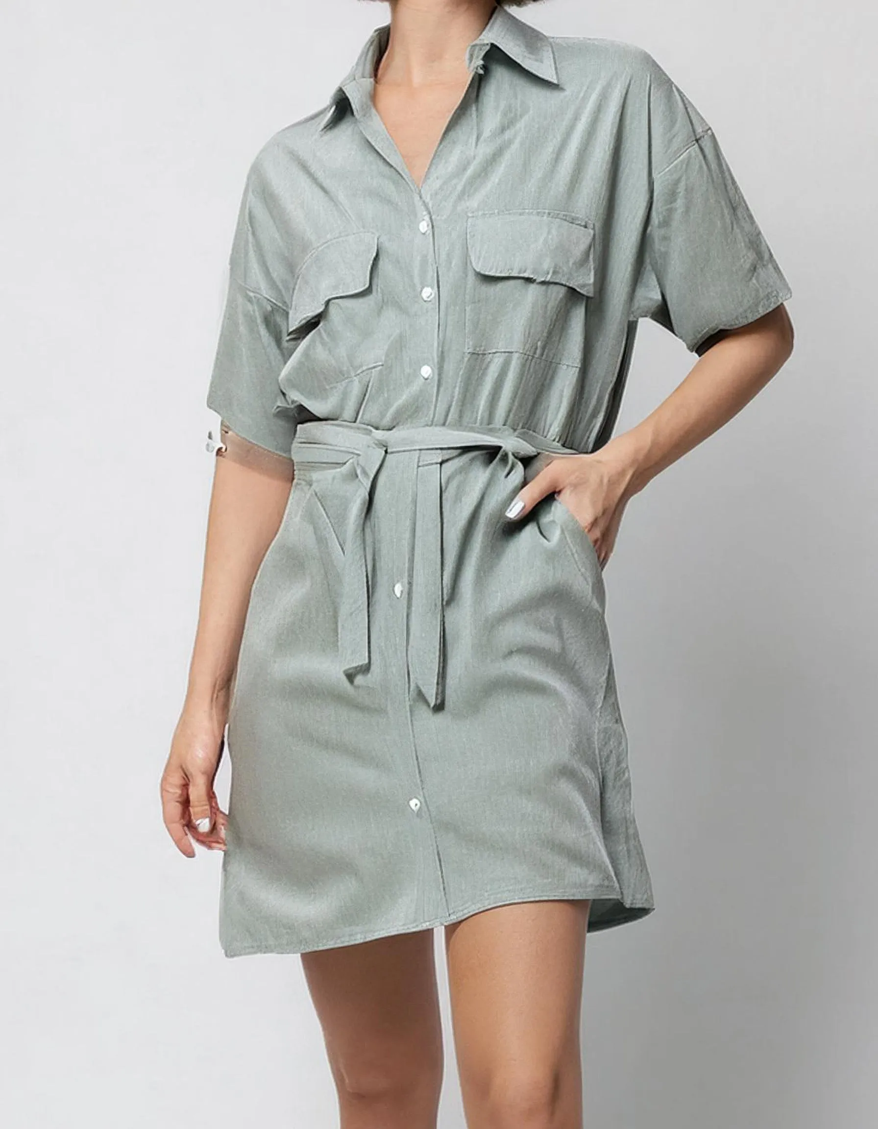 Mint Green Mini Shirt Dress