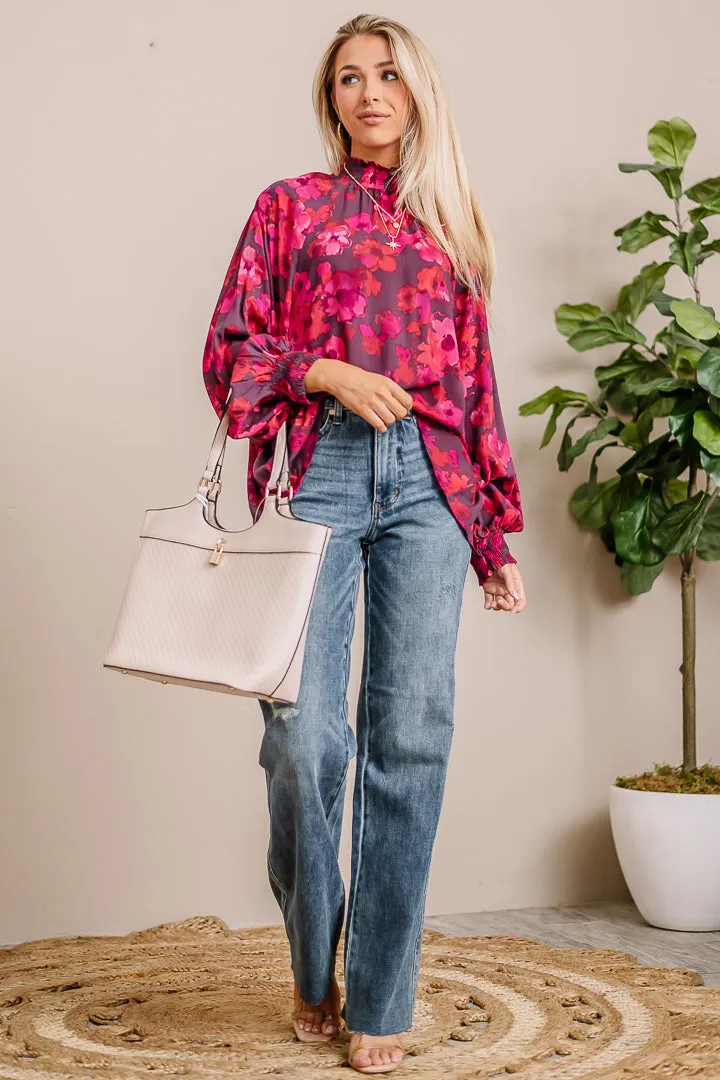 Mirabelle Mock Neck Floral Top