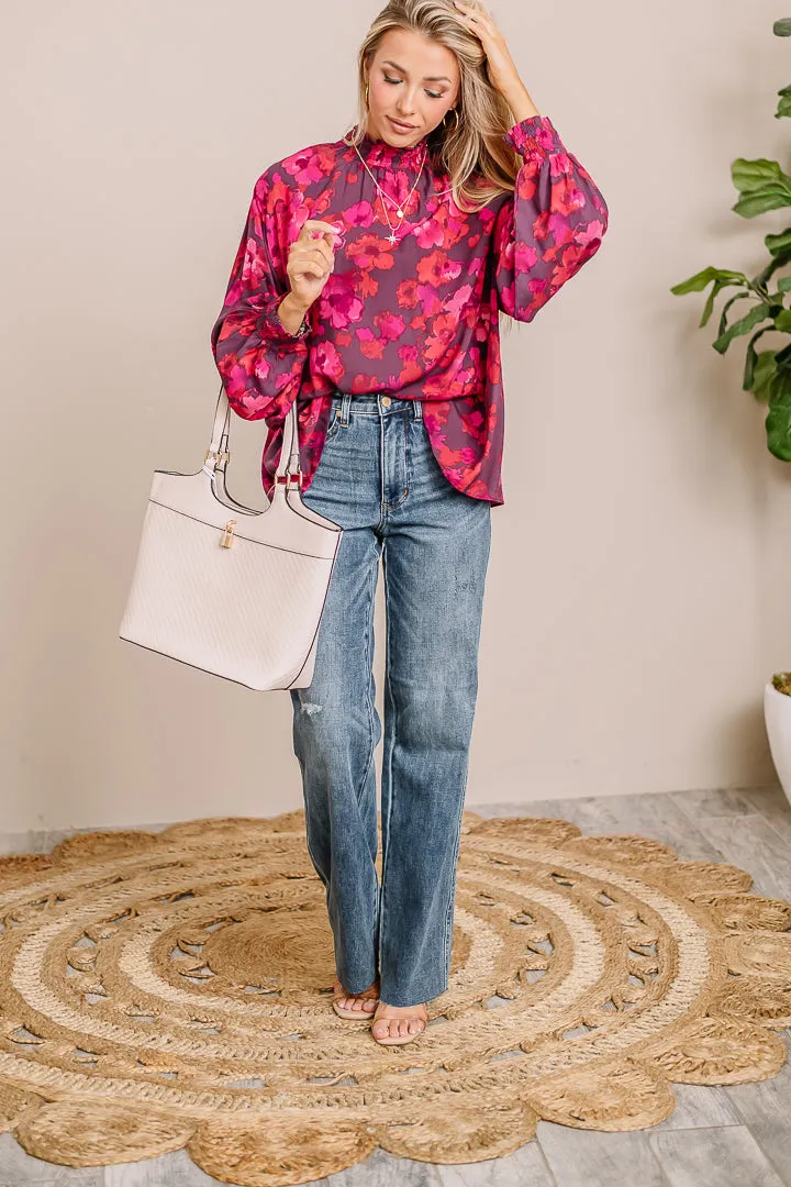 Mirabelle Mock Neck Floral Top