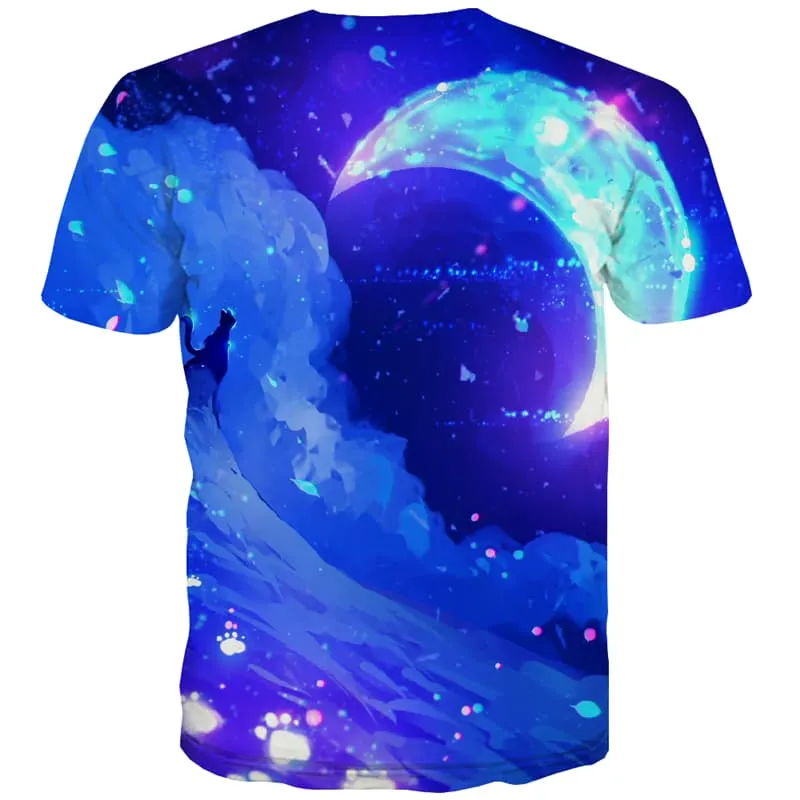 Moon T shirts Men Animal Tshirts Casual Galaxy Tshirt Anime Colorful T shirts Funny