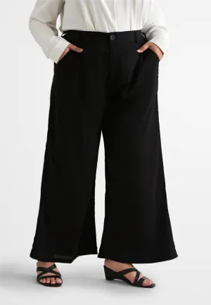 Palmira Smooth Wide Leg Pants - Black