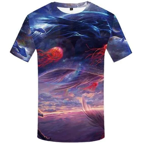 Rainbow T shirts Men Fish Shirt Print Whale Tshirts Casual Animal T-shirts 3d Colorful T shirts Funny Short Sleeve Punk Rock