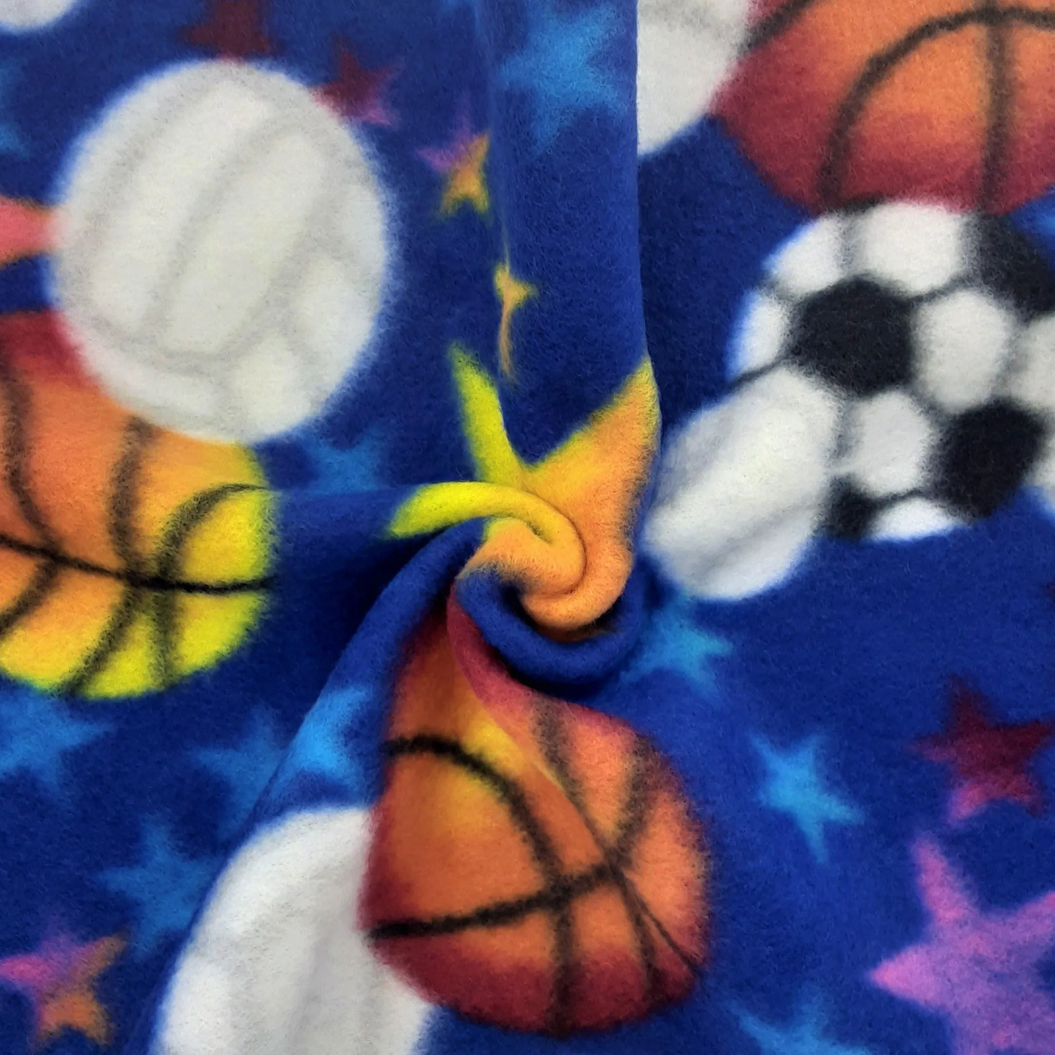 Royal #U65 Sports Balls 220 Gram Polar Fleece Print Knit Fabric- SKU 6854