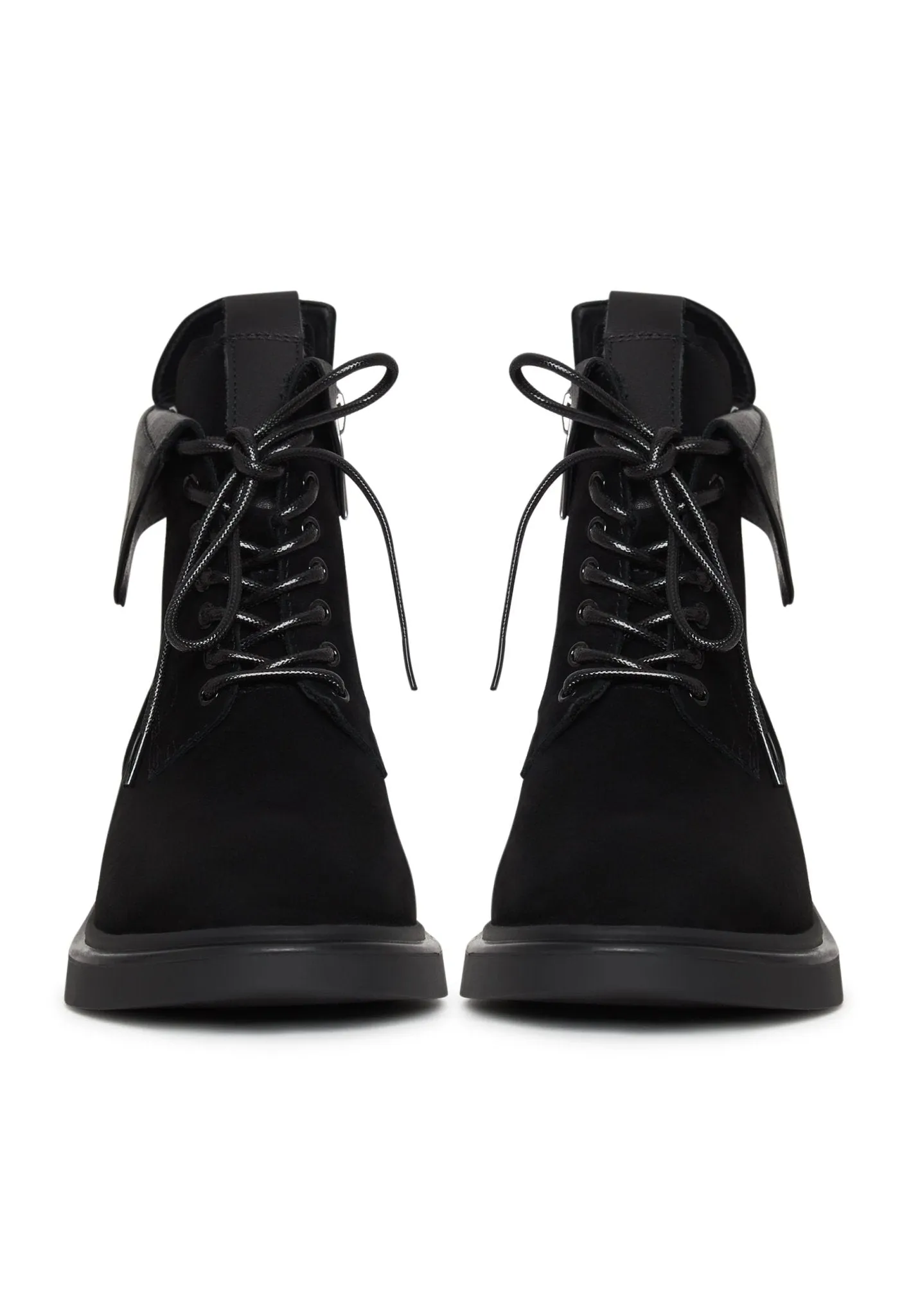 Stylish Block Heel Ankle Boots - Black Suede