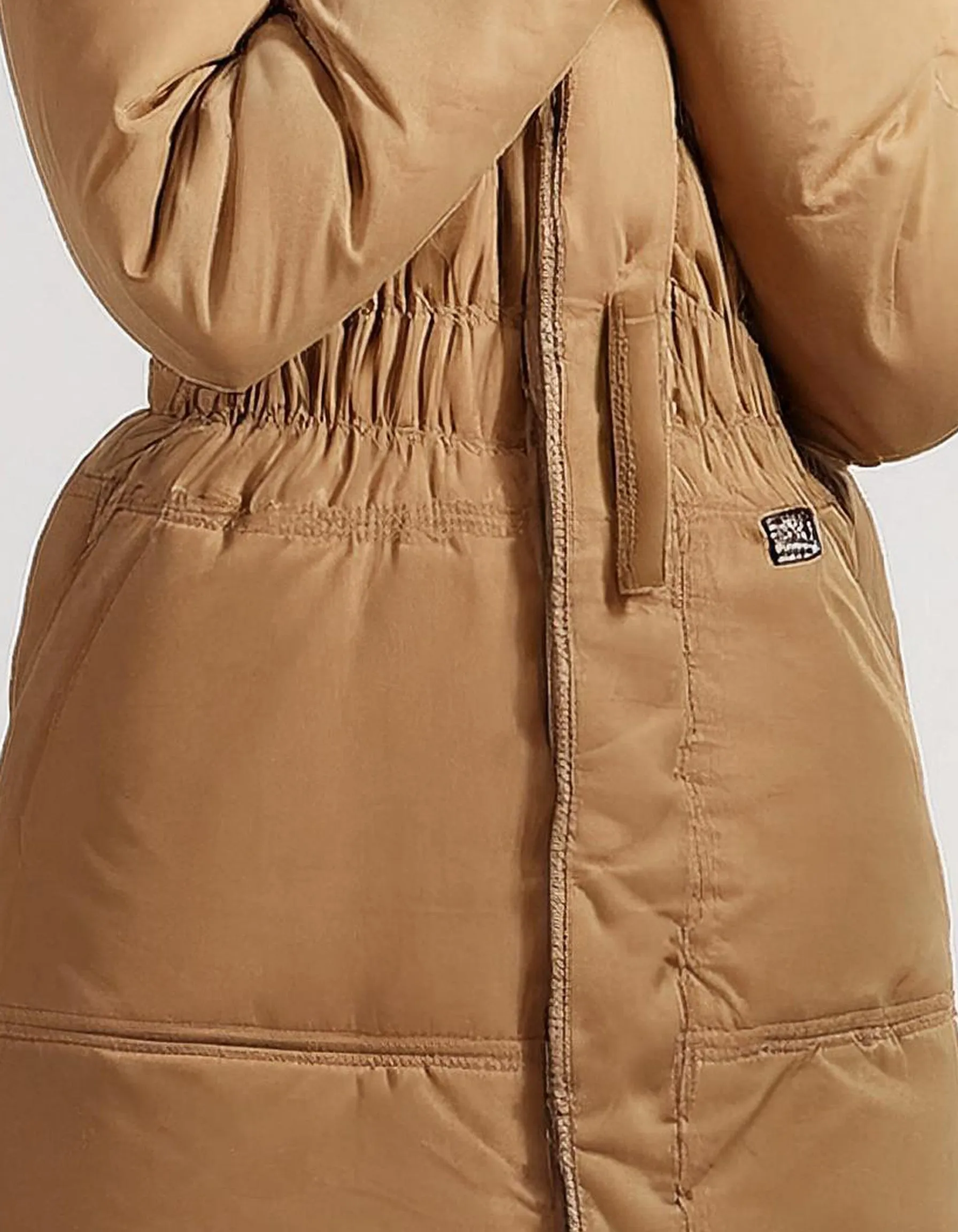 Tan Hooded Parka with Faux Fur Lining