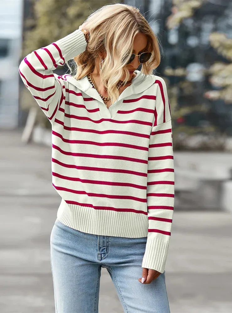 TastyHottie - STRIPED SWEATER SOFT COMFORTABLE WARM TOP