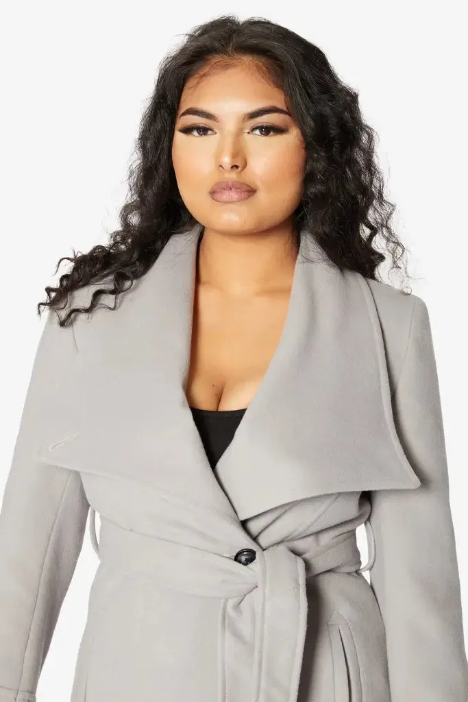 Waterfall Lapel Double Breasted Duster Coat