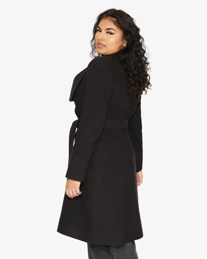 Waterfall Lapel Double Breasted Duster Coat