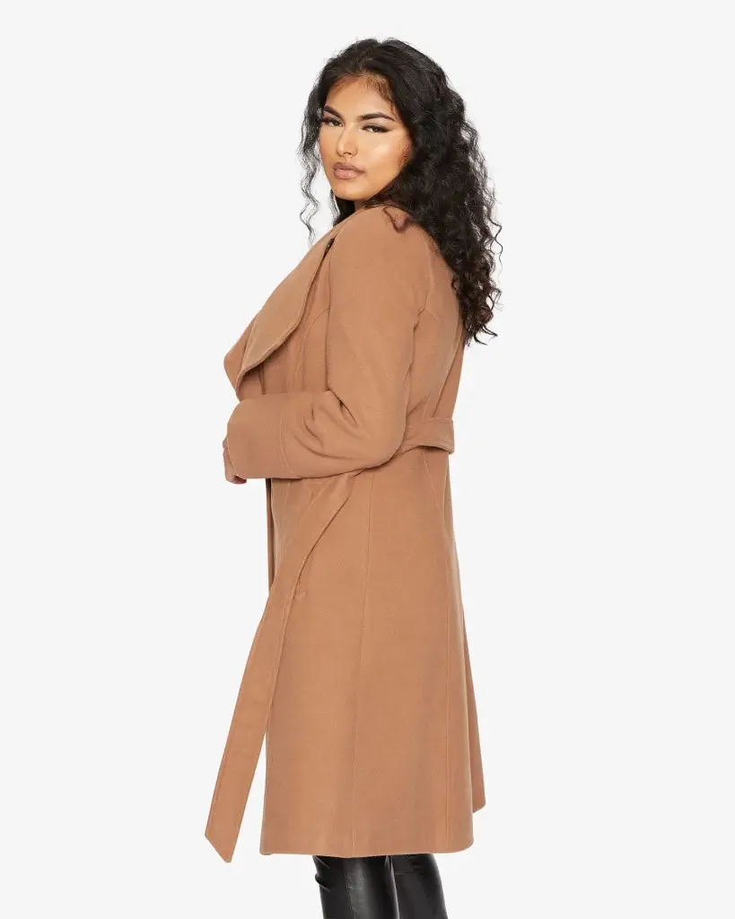 Waterfall Lapel Double Breasted Duster Coat