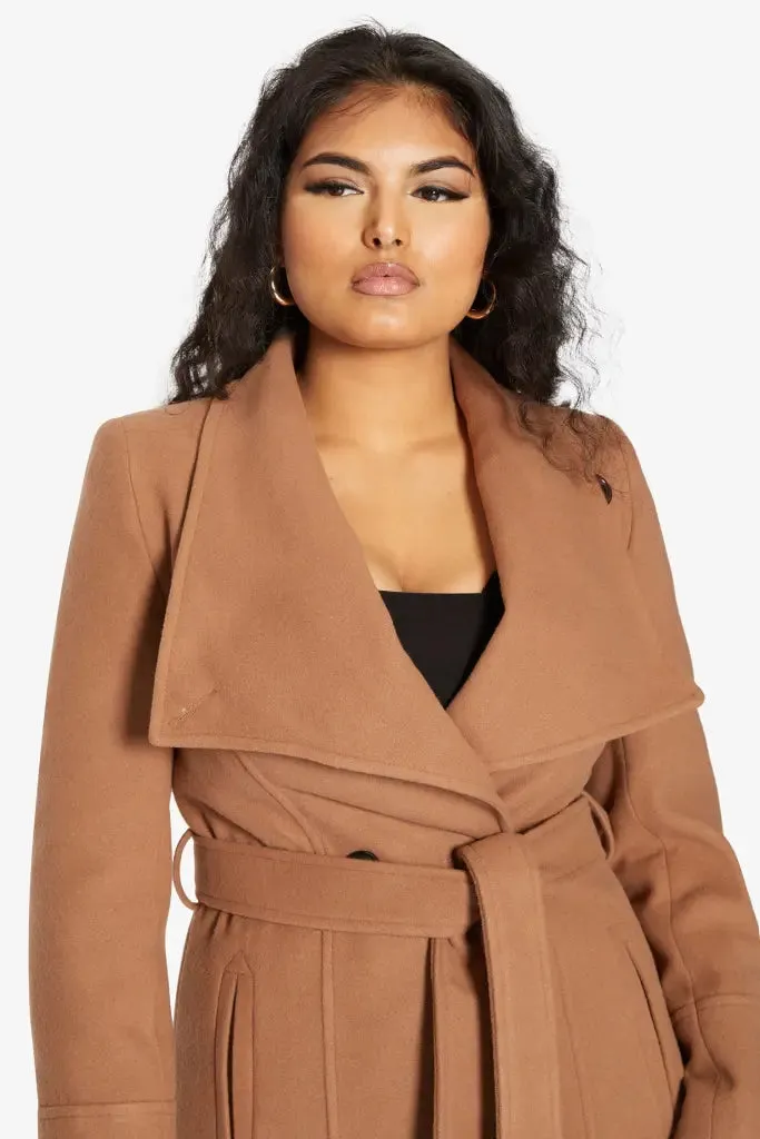 Waterfall Lapel Double Breasted Duster Coat