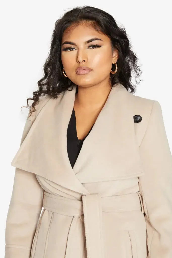 Waterfall Lapel Double Breasted Duster Coat