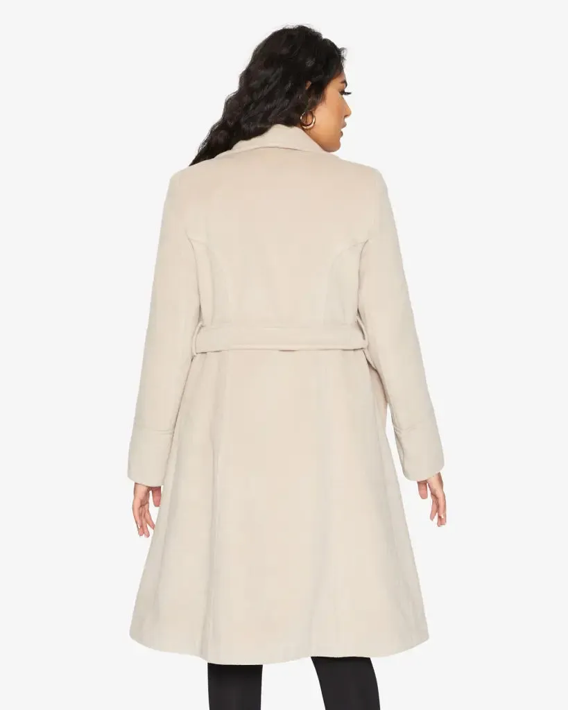 Waterfall Lapel Double Breasted Duster Coat