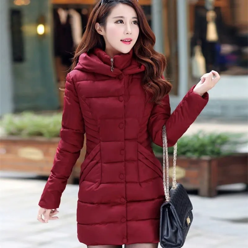 Winter Down Jacket Women Thick Cotton Parka Ladies Slim Warm Jacket NEW  Fashion Large Size Female Hooded Coats MF002