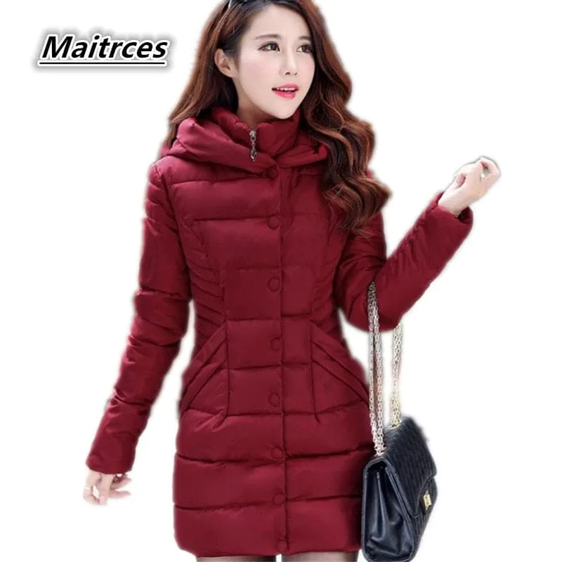 Winter Down Jacket Women Thick Cotton Parka Ladies Slim Warm Jacket NEW  Fashion Large Size Female Hooded Coats MF002