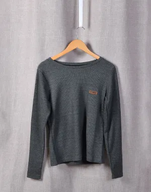 Women Crew Neck Full Sleeve Thermal Sweatshirt-Charcoal