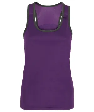 Womens TriDri® panelled fitness vest | Purple/Charcoal