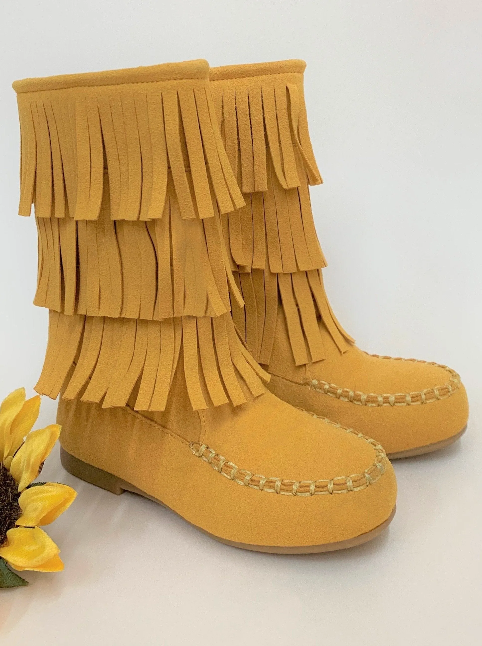 Yellow Fringe Boots By Liv and Mia